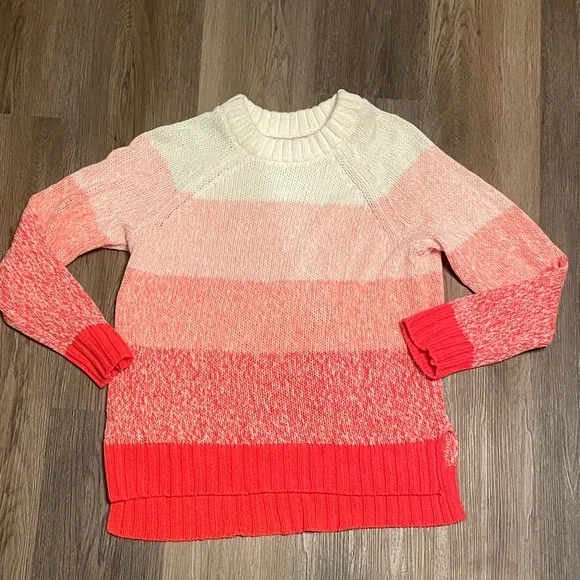 aerie sweater small pink white stripe long sleeve pullover - Picture 1 of 3